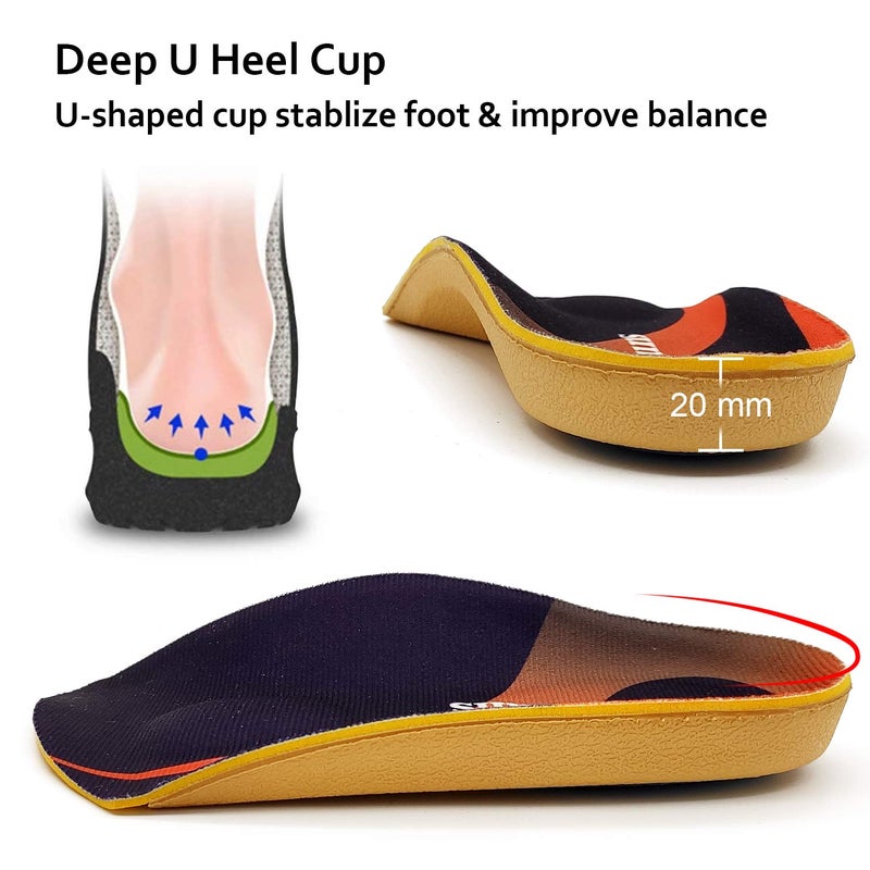 RooRuns Arch Support  RooRuns 3/4 Orthotic Shoe Inserts for Over-Pronation  Plantar Fasciitis  Heel Pain Relief  High Arch Support Insoles for Men and Women for Running Walking - Image 3